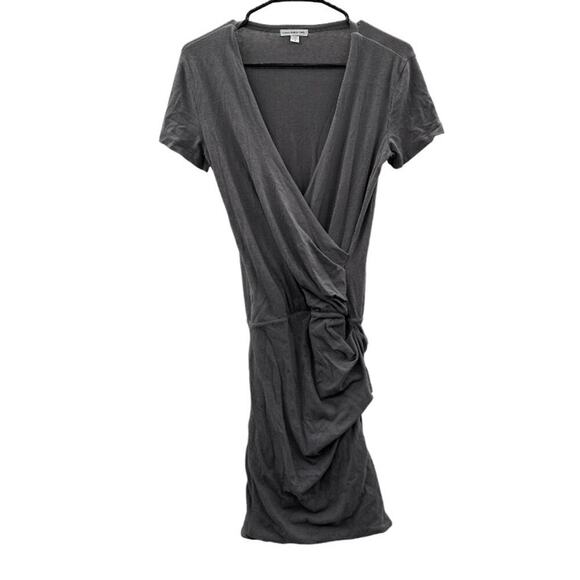James Perse Gray Short Sleeve Faux Wrap Gathered Mini‎ Dress Size 1 (S) - Picture 1 of 9